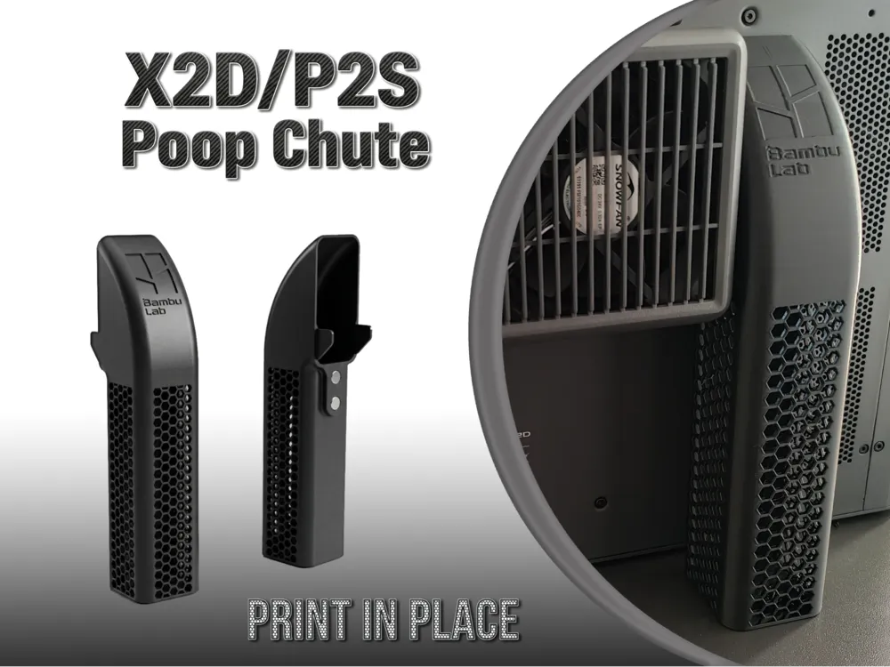 Magnetic Slim Hex Poop Chute X2D / P2S - Image 2